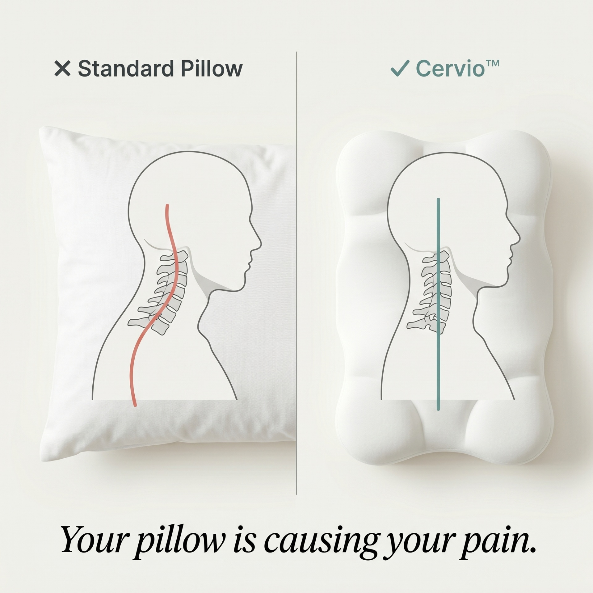 Standard pillow vs Cervio